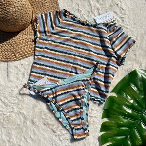 L*Space Wildflower Crop and Jay Bitsy Bottom Bikini Set in Moon